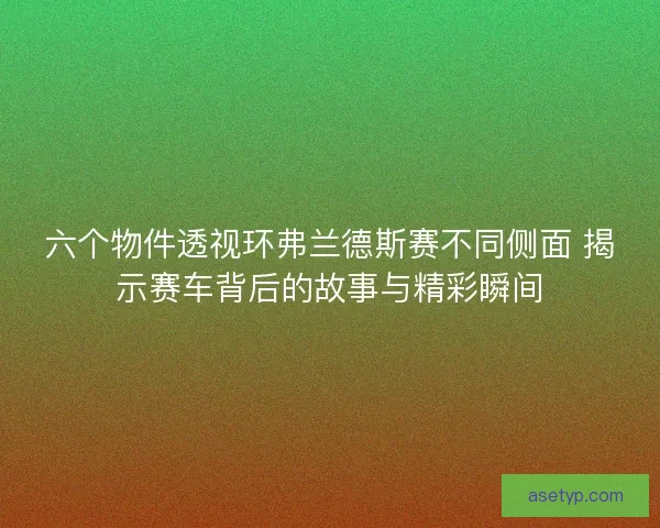 六个物件透视环弗兰德斯赛不同侧面 揭示赛车背后的故事与精彩瞬间