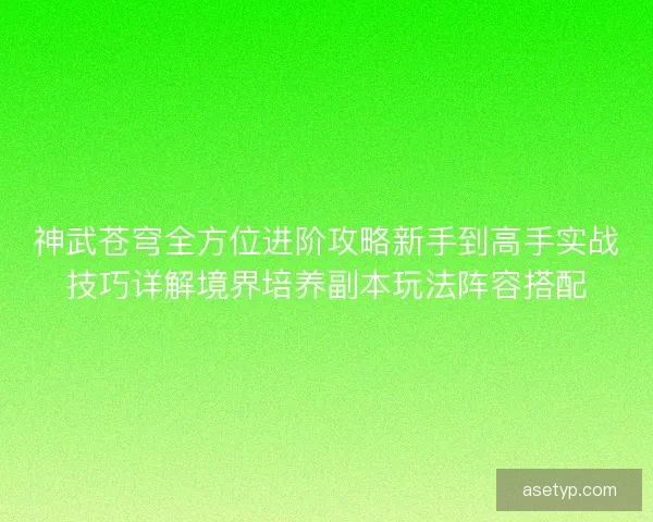 神武苍穹全方位进阶攻略新手到高手实战技巧详解境界培养副本玩法阵容搭配